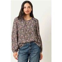 FatFace Floral Lace Insert Blouse Navy Mix