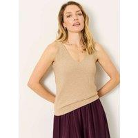 FatFace Sparkly V-Neck Vest Top Gold