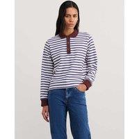 Jag Cotton Blend Striped Rugby Top White