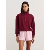 Jag Cotton Blend Quarter Zip Cropped Jumper Red