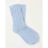 FatFace Cable Knit Fluffy Socks Blue Mix