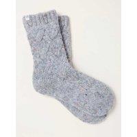 FatFace Cable Knit Fluffy Socks Grey Mix