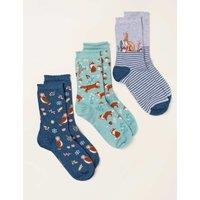 FatFace 3 Pack Cotton Rich Woodland Ankle High Socks Multi