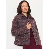 FatFace Boucle Short Tailored Jacket Purple Mix