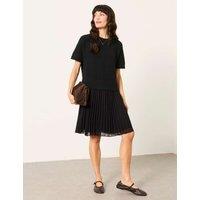FatFace Plisse Midi Jumper Dress with Wool Black
