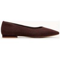 Phase Eight Suede Slip On Flat Square Toe Ballet Pumps Brown