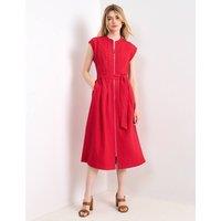 Phase Eight Textured Collarless Zip Up Midi Waisted Red