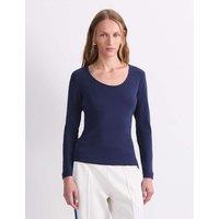 Sportscraft Pure Cotton Scoop Neck Top Navy