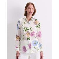 Sportscraft Pure Cotton Floral Collared Shirt White