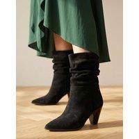 Jones Bootmaker Leather Block Heel Ankle Boots Black
