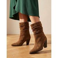 Jones Bootmaker Leather Block Heel Ankle Boots Brown