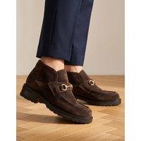 Jones Bootmaker Suede Block Heel Ankle Boots Chocolate