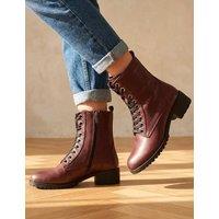 Jones Bootmaker Leather Block Heel Ankle Boots Burgundy