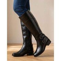 Jones Bootmaker Leather Block Heel Knee High Boots Black
