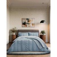 Bedeck of Belfast Pure Cotton Waffle Stripe Bedding Set Blue