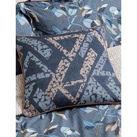 Bedeck of Belfast Pure Cotton Textured Geometric Cushion Navy Mix