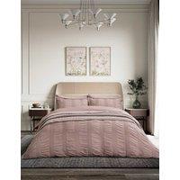 Bedeck of Belfast Pure Cotton Waffle Stripe Bedding Set Pink