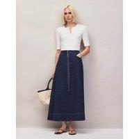 RO&ZO Denim Split Front Maxi Skirt Blue Denim