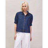 RO&ZO Denim Puff Sleeve Shirt Blue Denim