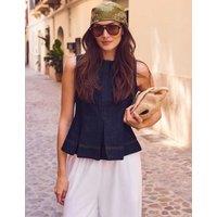 RO&ZO Cotton Rich Peplum Top Blue Denim