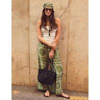 RO&ZO Scarf Print Wide Leg Trousers Khaki Mix