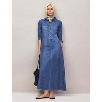 RO&ZO Denim Maxi Shirt Dress Blue Denim