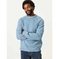 FatFace Crew Neck Textured Jumper Light Blue