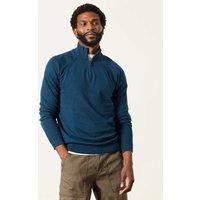 FatFace Cotton Rich Half Zip Jumper with Cashmere Dark Teal