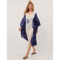 Monsoon Pure Cotton Embellished Dip Dye Midi Kaftan Blue Mix