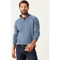 FatFace Cotton Rich Half Zip Jumper with Cashmere Blue Denim