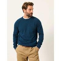 FatFace Cotton Rich Crew Neck Jumper with Cashmere Dark Teal