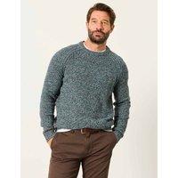 FatFace Cotton Rich Twist Jumper with Wool Teal