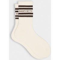 Sweaty Betty Varsity Slogan Cotton Rich Striped Socks Dark Brown