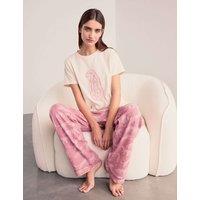 Chelsea Peers Cotton Rich Leopard Print Pyjama Set Light Pink