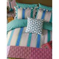 LAND & SHORE 2 Pack Pure Cotton Winnie Check Pillowcases Teal Mix