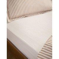 YARD Pure Cotton Hebden Striped Fitted Sheet Natural Mix