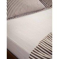 YARD Pure Cotton Hebden Striped Fitted Sheet Brown Mix