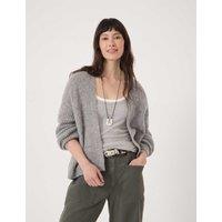 HUSH Alpaca Blend Pointelle Relaxed Cardigan Grey Marl