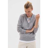 HUSH Pure Cashmere Henley Neck Jumper Grey Marl
