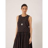 HUSH Pure Cotton Checked Shell Top Brown Mix