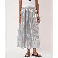 HUSH Jersey Metallic Midi A-Line Skirt Silver