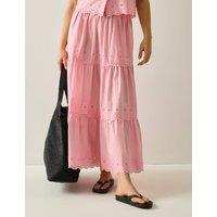 Regatta Deiana Pure Cotton Broderie Midi Tiered Skirt Pink