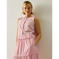Regatta Preveli Pure Cotton Broderie Tie Back Blouse Pink