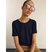 BAUKJEN Jersey Pointelle Ribbed T-Shirt Navy