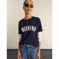 BAUKJEN Jersey Layered Look Slogan T-Shirt Navy