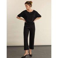 BAUKJEN Jersey Slash Neck Batwing Relaxed Top Black