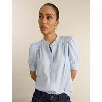 BAUKJEN Pure Lyocell Stand Collar Blouse Blue