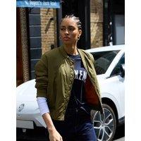 BAUKJEN Padded Relaxed Cropped Bomber Jacket Khaki