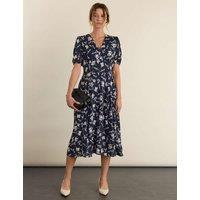 BAUKJEN Floral V-Neck Midi Skater Dress Blue