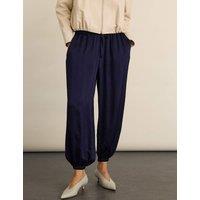 BAUKJEN Satin Barrel Leg Trousers Navy